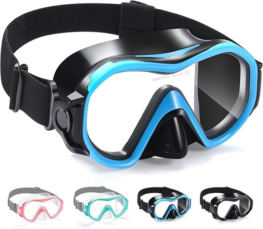 Supertrip Adult Swim Goggles Swimming Goggles with Nose Cover Elastic Fabric Strap Tempered Glass Snorkeling Gear for Adults