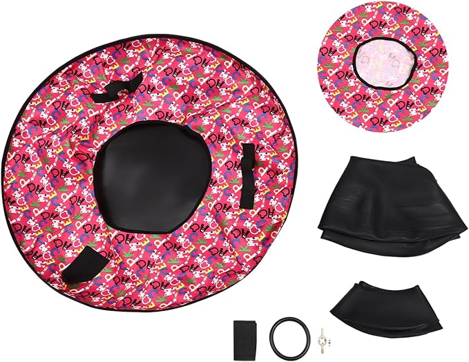 Snow Tube, Oxford Cloth Inflatable Sledding Tube with Cushion, 35.43in Towable Snow Sleds for Kids and Adult, Inflatable Sled for Outdoor Skiing, Sand Sliding, and Grass Sliding