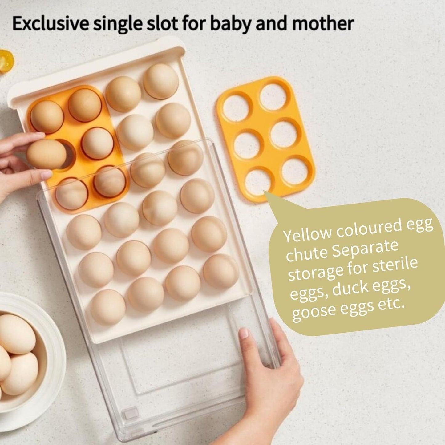 vacane Egg Storage Container for Refrigerator BPA Free Refrigerator Organizer Bins,Stackable Egg Holder for Refrigerator,24 Egg Tray,Clear Egg Drawer