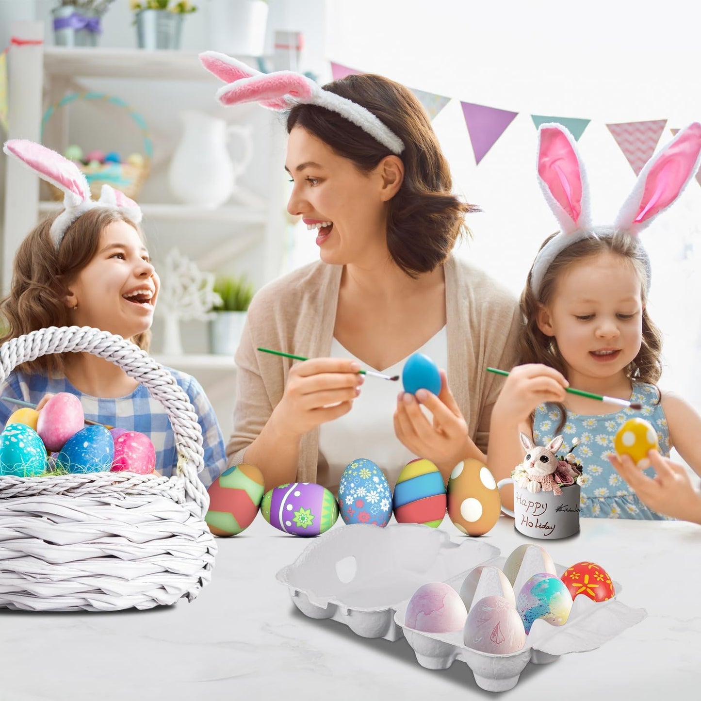 50 Pack Egg Baskets, Half Dozen Egg Cartons, Paper Egg Cartons, Egg Holder Hold 6 Eggs each for Safe Storage, Transport & Display - Ideal for Farm Fresh Eggs, Crafts, White(Standard Size)