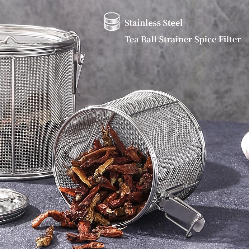 AUNMAS Tea Infuser for Loose Leaf Tea, Stainless Steel Tea Strainer Soup Seasonings Seperation Basket Filter with Chain(2#)