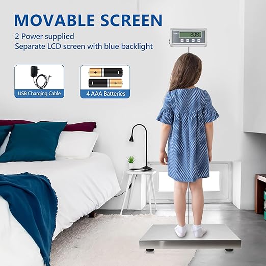 SIKE EPS660 Bariatric Floor Scale with Extra-Large Platform, SIKE Digital Postal Shipping Scale, 660 x 0.2lb(300kg x 0.1kg), 22" x 22" Platform, Stainless Steel, Heavy Duty