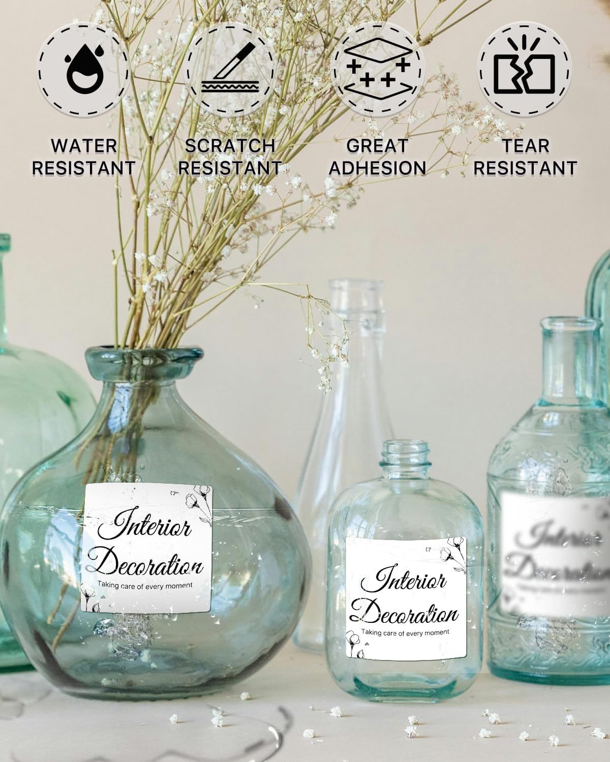 iEager White Square Thermal Label Stickers, 3" x 3" Self-Adhesive Square Direct Thermal Labels with Perforation Line, 500 Sheets/Roll