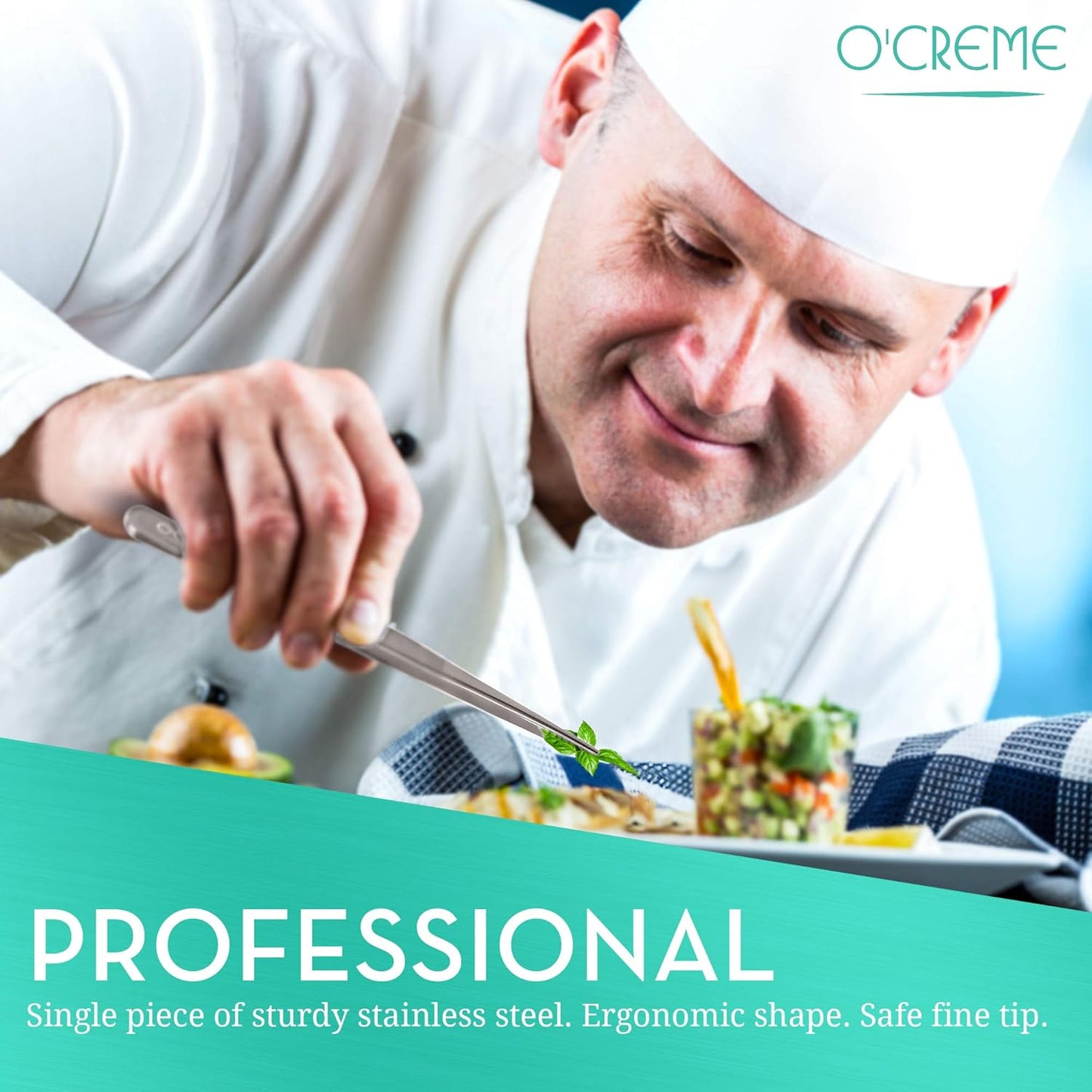 O'Creme Curved Tweezers 6.25 Inch Fine-Point Stainless Steel, Silver