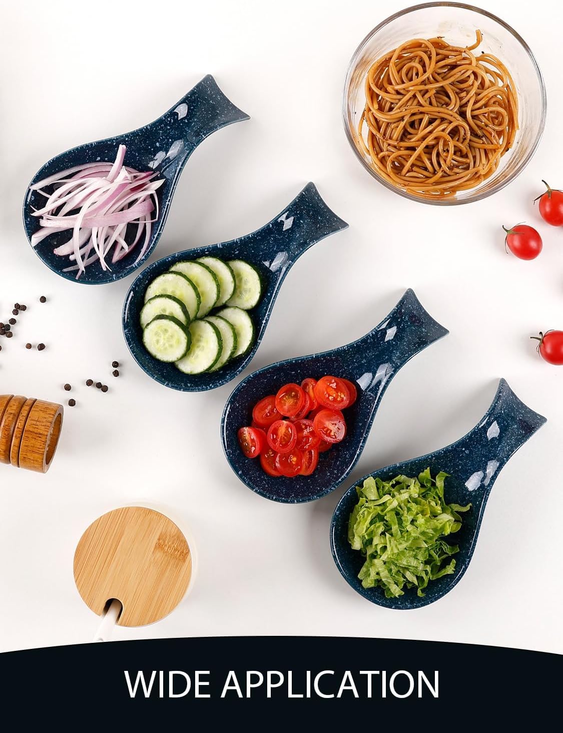 Spoon Rest for Stove Top, Kitchen Spoon Holder, Navy Blue Spoon Rest for Counter, Ceramic Cooking Utensil Rest for Spatula, Ladle, ANTIS'S HOME