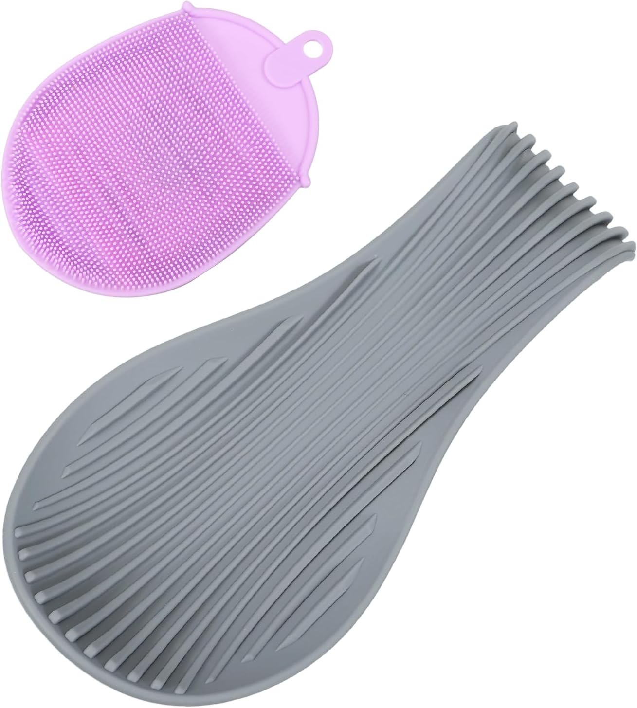 uxcell 1 Set Silicone Spoon Rest for Stove Top, Silicone Spoon Holder for Cooking Spatula, Ladle, Brush Grey/Purple