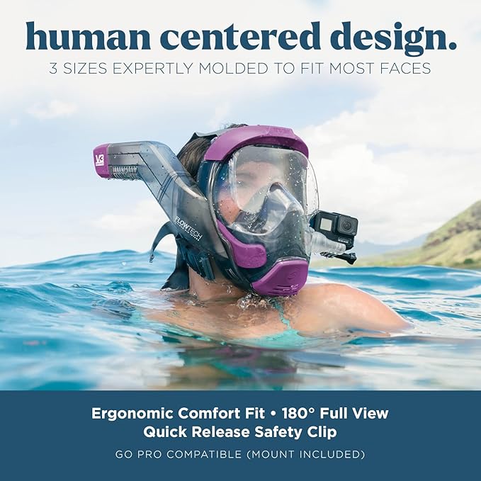 Seaview 180 V3 Full Face Snorkel Mask Adult- The V3 is The Perfect Snorkeling Gear for Adults- Snorkel Mask with 180 Panoramic Viewing and Up to 600% Easier Breathing- Patented Flowtech Air Intake