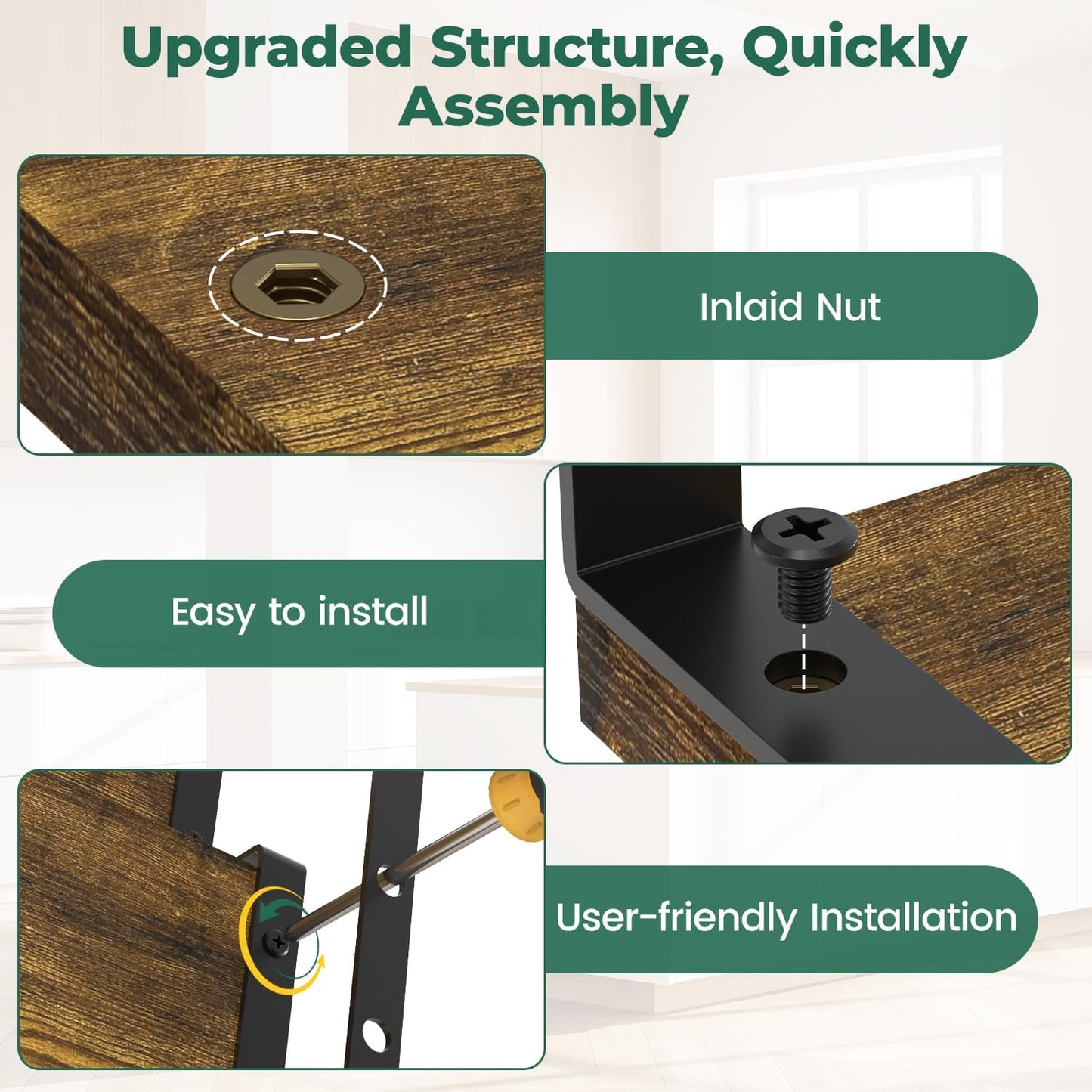 EsLuker.ly Spice Seasoning Rack Organizer Kitchen Countertop, Set of 2 Expandable Wood Spice Shelf Holder Storage, 2 Tier Freestanding Stand for Pantry, Quick Access(Jars Not Included)