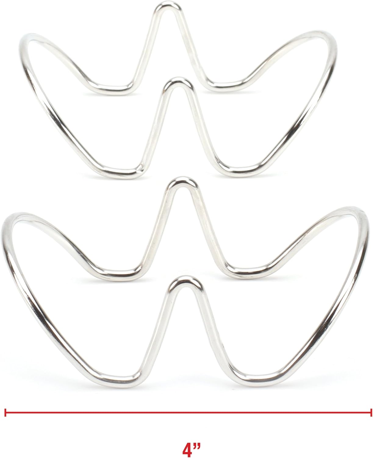 2LB Depot Taco Holder Set with 2 Stackable Stainless Steel Stands, Each Rack Holds 2 Hard or Soft Tacos, Five Styles Available, Perfect for Home and Restaurants