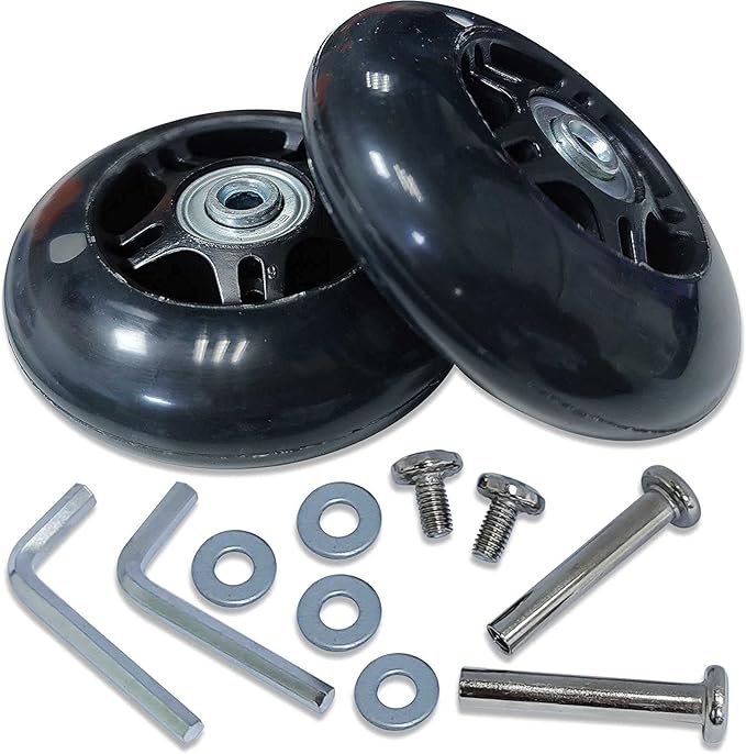 Luggage Suitcase Wheels Replacement Kits 80mm x 24mm Universal Rubber Swivel Two Conner Angle Wheel Trolley Casters Bearings Tools Carry-On Garment Bag Hard Case Repair Set Quietness Durable