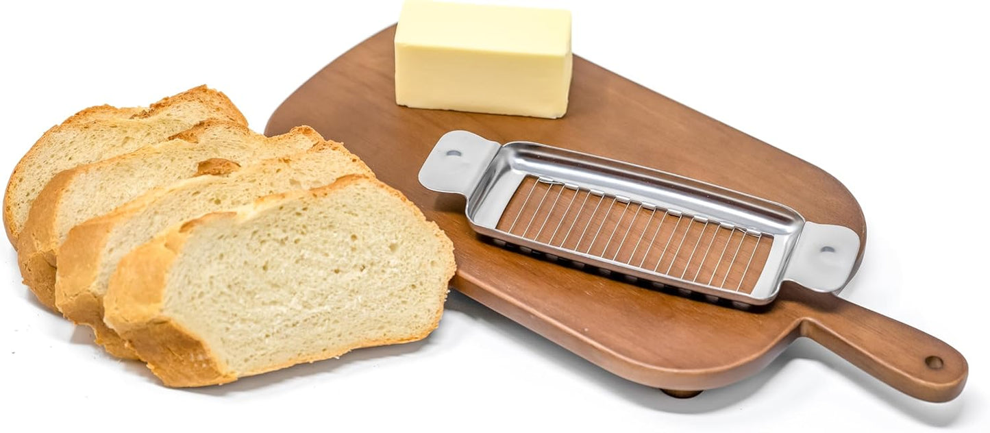 Stainless Steel Butter Slicer - Single Stick Butter Cutter for Butter Squares - Makes Individual Butter Pats for Baking Pastry Dough - Handheld Butter Measurement Tool