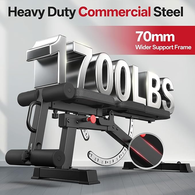 JOROTO MD65 Adjustable Weight Bench, 1700LB Heavy Duty Workout Bench for Home Gym, Flat Incline Decline Sit Up Utility Bench Press with 9 Backrest & 3 Seat Positions, Removable Leg Support & Wheels