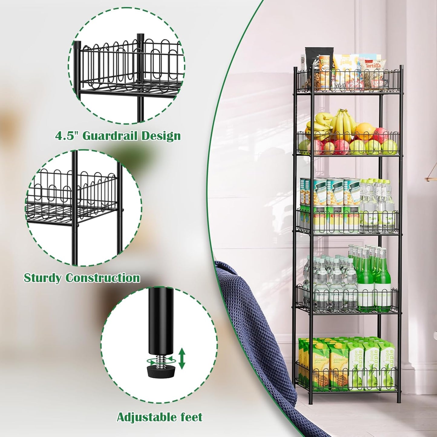 OYEAL Soda Can Organizer for Pantry 5 Tier Water Bottle Organizer Holder for Tumbler Travel Mug Cup, Freestanding Can Storage Organizer for Pantry Kitchen Living Room Organization