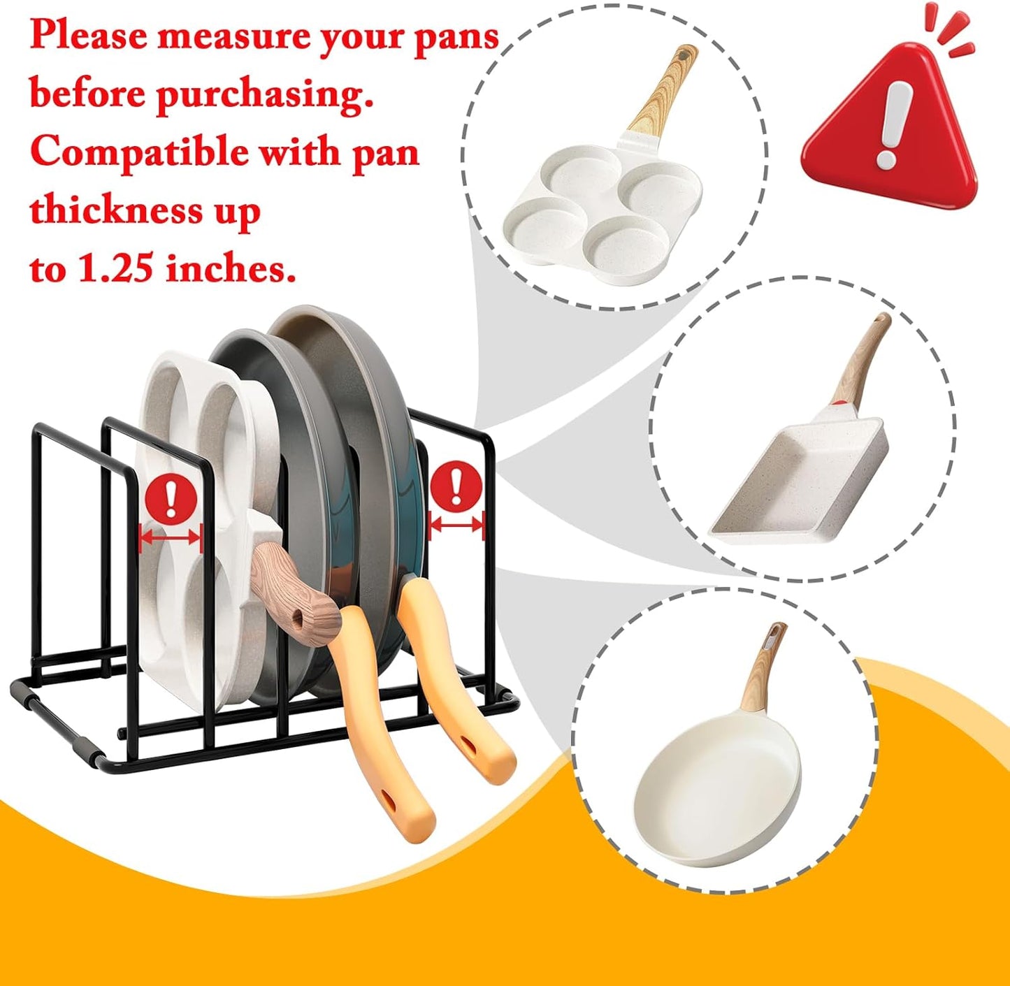 Space-Saving Kitchen Organizer Rack - 5-Slot Heavy-Duty Cutting Board and Bakeware Holder, Rust-Resistant with Anti-Slip Feet for Countertop or Cabinet Storage - 2 pack