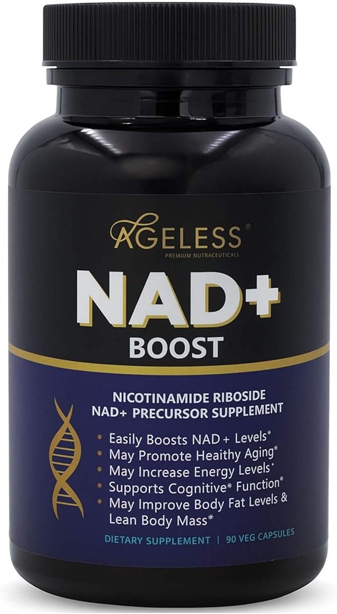 Ageless NAD Supplements for Women & Men | High Purity 300mg Nicotinamide Riboside Chloride | NMN Supplement for Anti-Aging | Support Energy, Focus, Body Fat and Cognitive Function - 90 Count