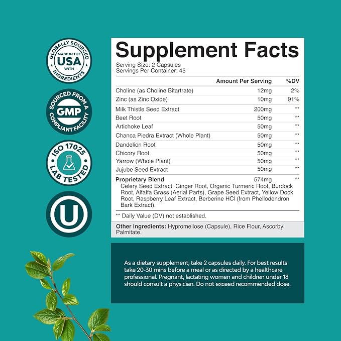 Liver Cleanse Detox & Repair 90 Capsules - Herbal Liver Support Milk Thistle Supplement - Silymarin Milk Thistle Supplements with Dandelion Root, Choline, Beetroot & Artichoke Extract