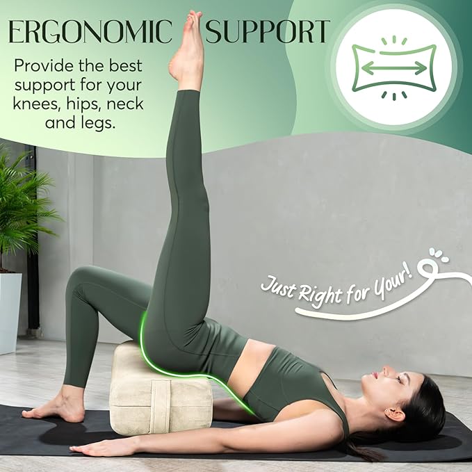 Premium Crushed Sponge Yoga Bolster Pillow for Yin Yoga, Restorative & Meditation - Rectangular Cushion