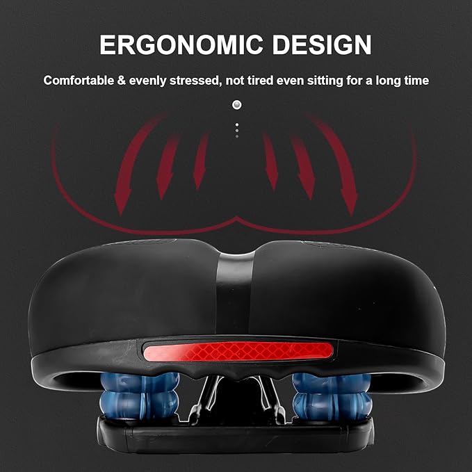 ROCKBROS Bike Seat Cushion for Men Women with Handle & Dual Shock Absorbing Ball Memory Foam - 3 Zone Concept Bike Saddle, Soft Wide Waterproof Mountain Bicycle Accessories