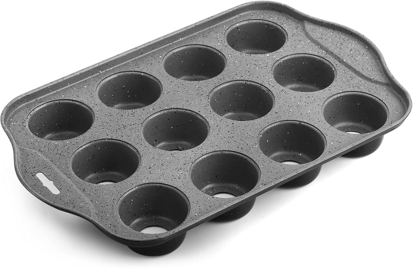 Tosnail 2 Pack 12 Cavity Mini Cheesecake Pan, Mini Cupcake Muffin Baking Pans with Removable Bottom, Round, Black