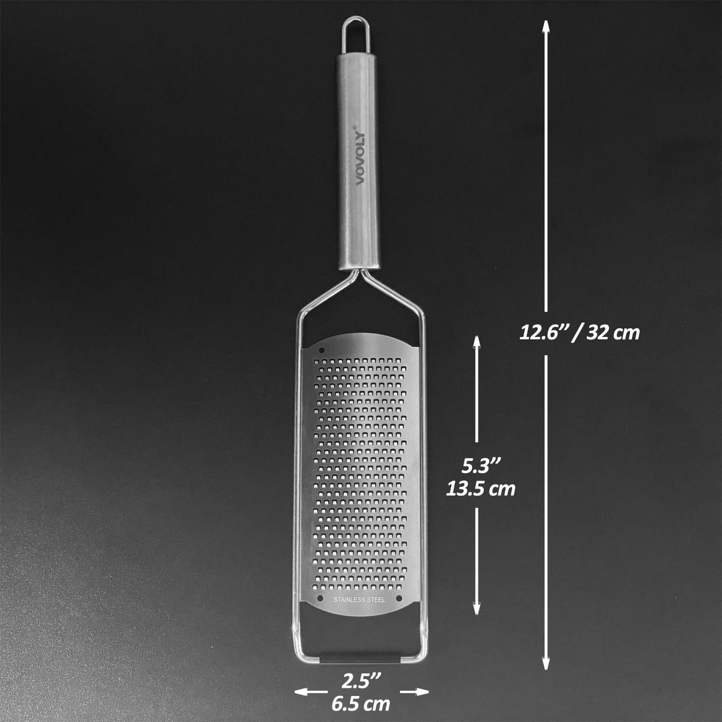 Professional Zester Grater Fine for Hard Cheese, Citrus Fruits, Garlic, Chili, Cinnamon and Nutmeg, Kitchen grater with Razor-Sharp Stainless Steel Blade (Fine)