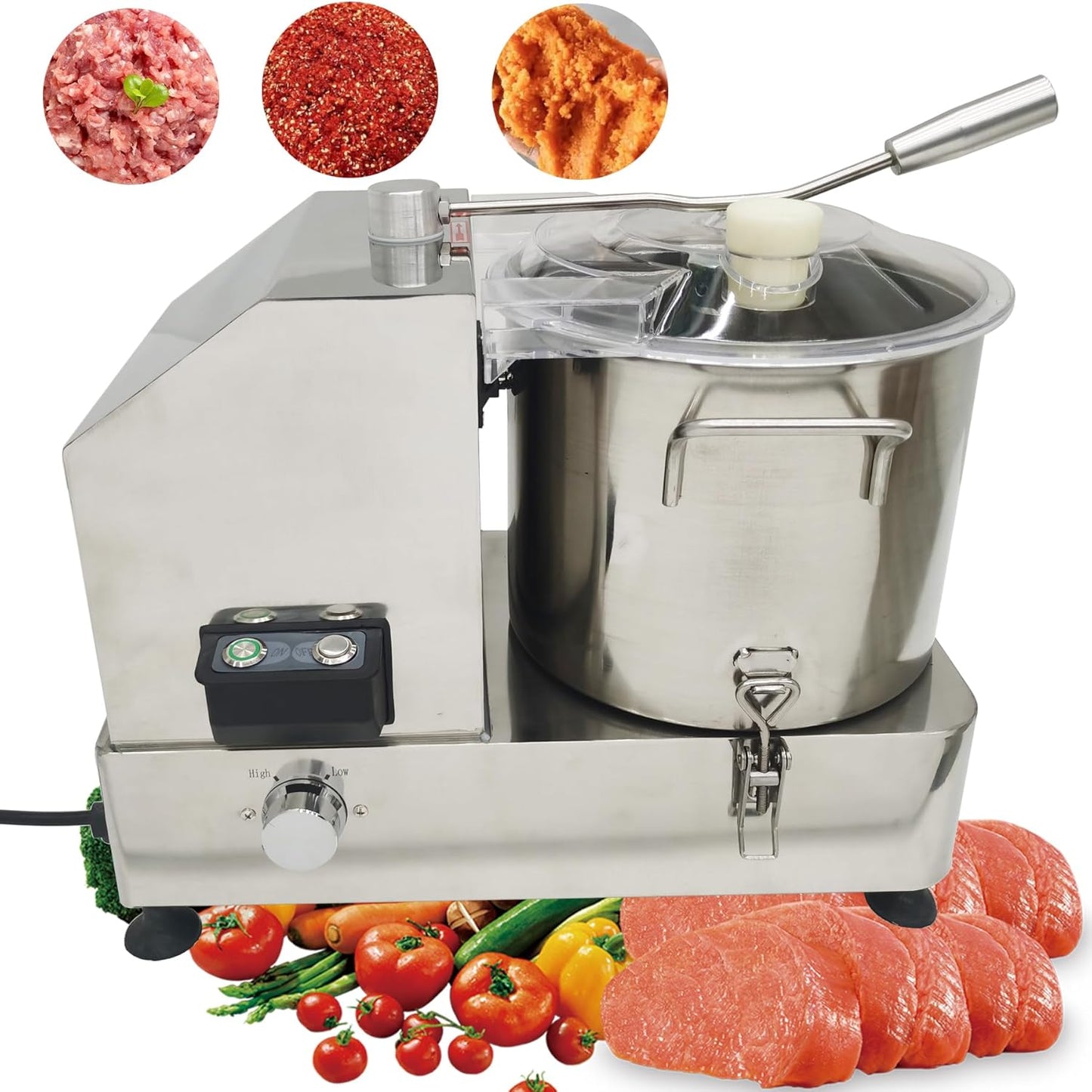TECHTONGDA 9L Food Processor & Vegetable Chopper, Commercial Meat Grinder, Stainless Steel Electric Chopper, Adjustable Speed Meat Mincer, Multi-Function for Chopping Vegetables, Meat, Grains, Nuts