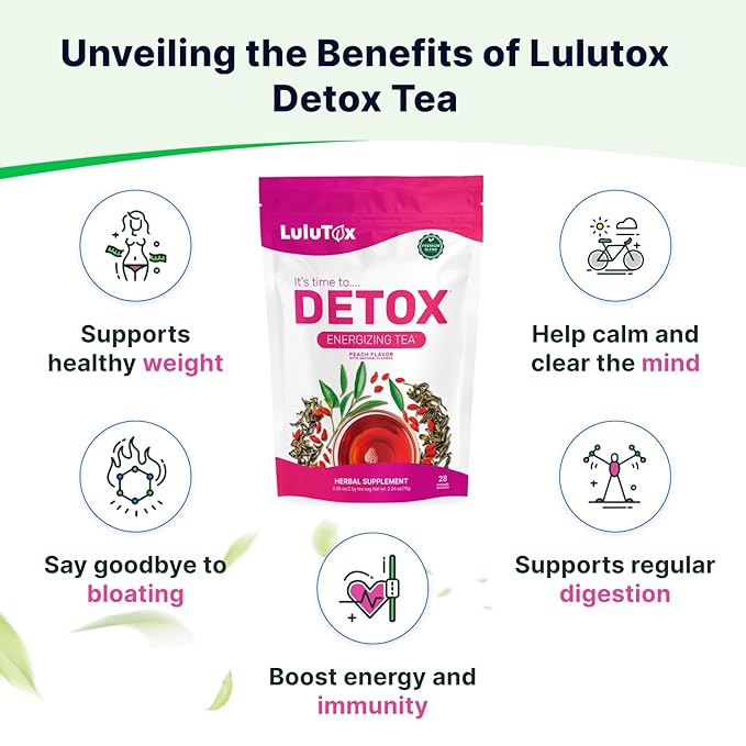 Detox Tea - Herbal Blend with Dandelion, Ginseng, and Ginger - Supports A Healthy Weight, Digestive Health - Vegan, All Natural, Laxative-Free - Peach Flavor (3 Pack x 28 Servings)
