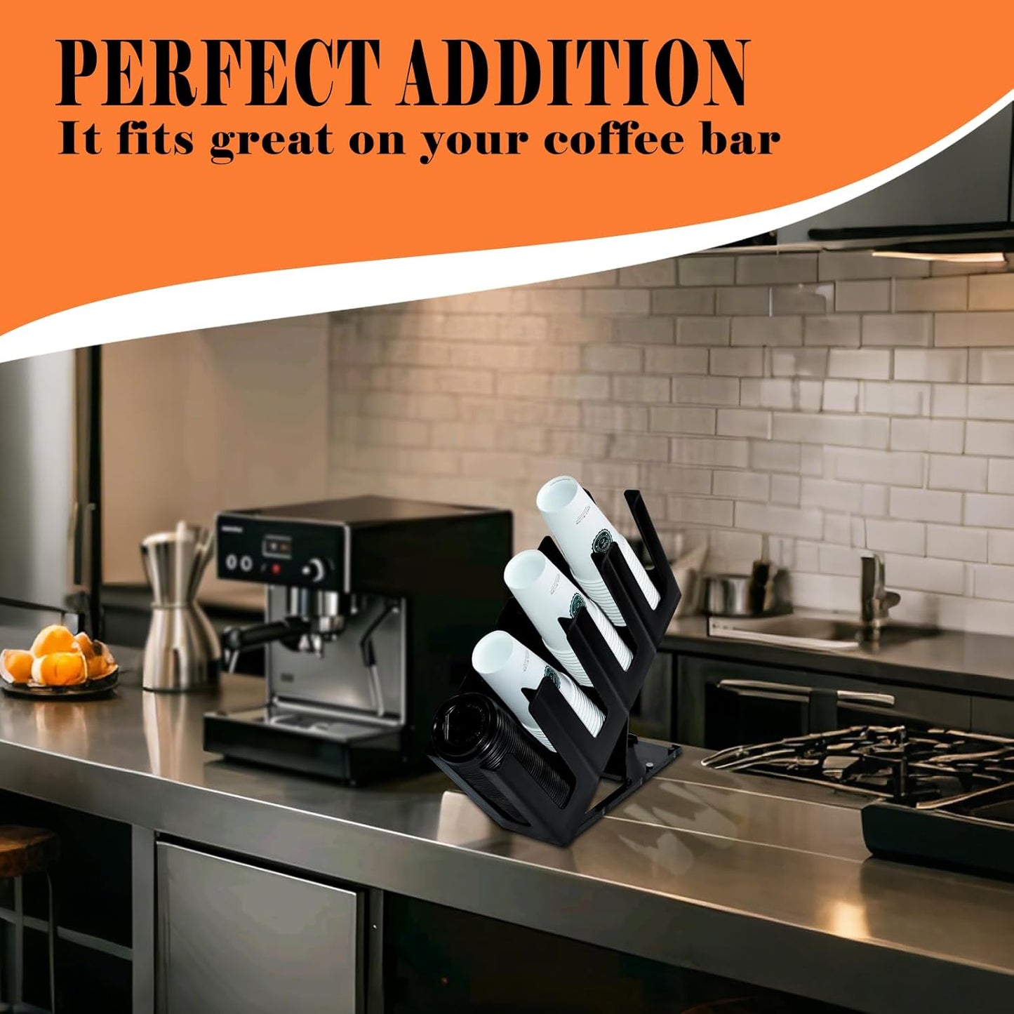 2Pack Paper Cup and Lid Holder,Disposable Coffee Cup Organizer,4 Compartment Disposable Cup Dispenser Organized Storage with Holder for Countertop Coffee Station Bar Kitchen Restaurant Office