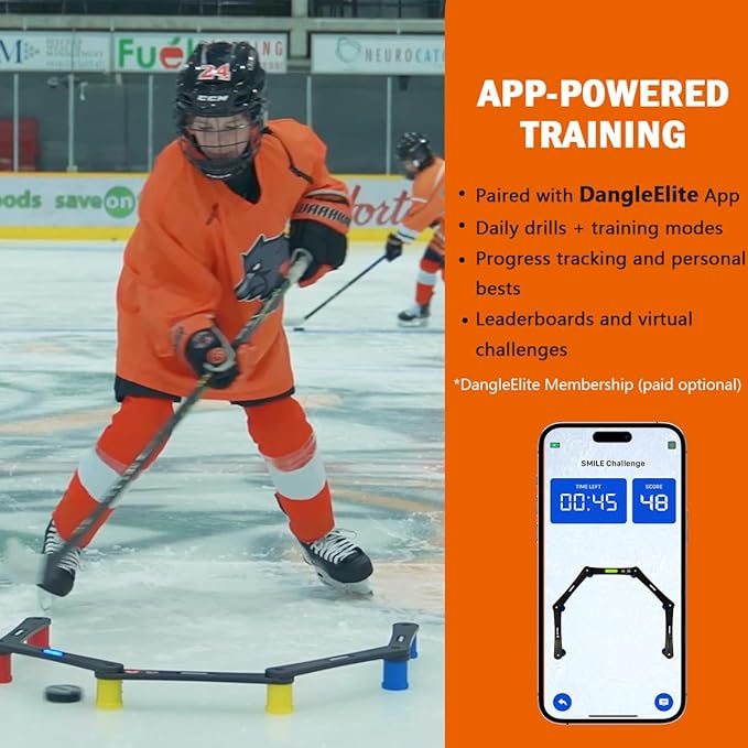 Potent Digital Stickhandling Trainer 2.0 – App-Enabled Hockey Training Aid | Real-Time Feedback, Scoreboard & Timer | Portable On/Off Ice Puck Handling & Reaction Drills