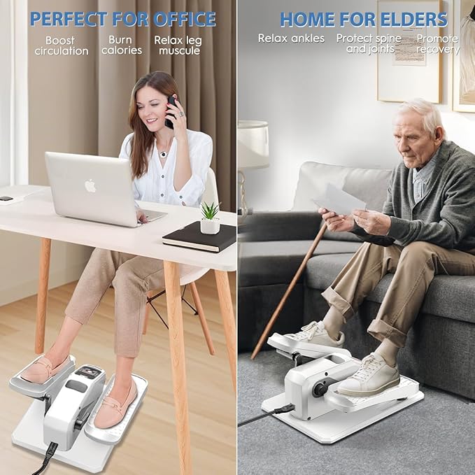 Under Desk Elliptical Machine, Electric Ellipse Leg Exerciser While Sitting for Seniors Adults, Quiet & Portable Electric Seated Pedal Exerciser with Remote Control, 15 Adjustable Speeds, 5 Auto Modes