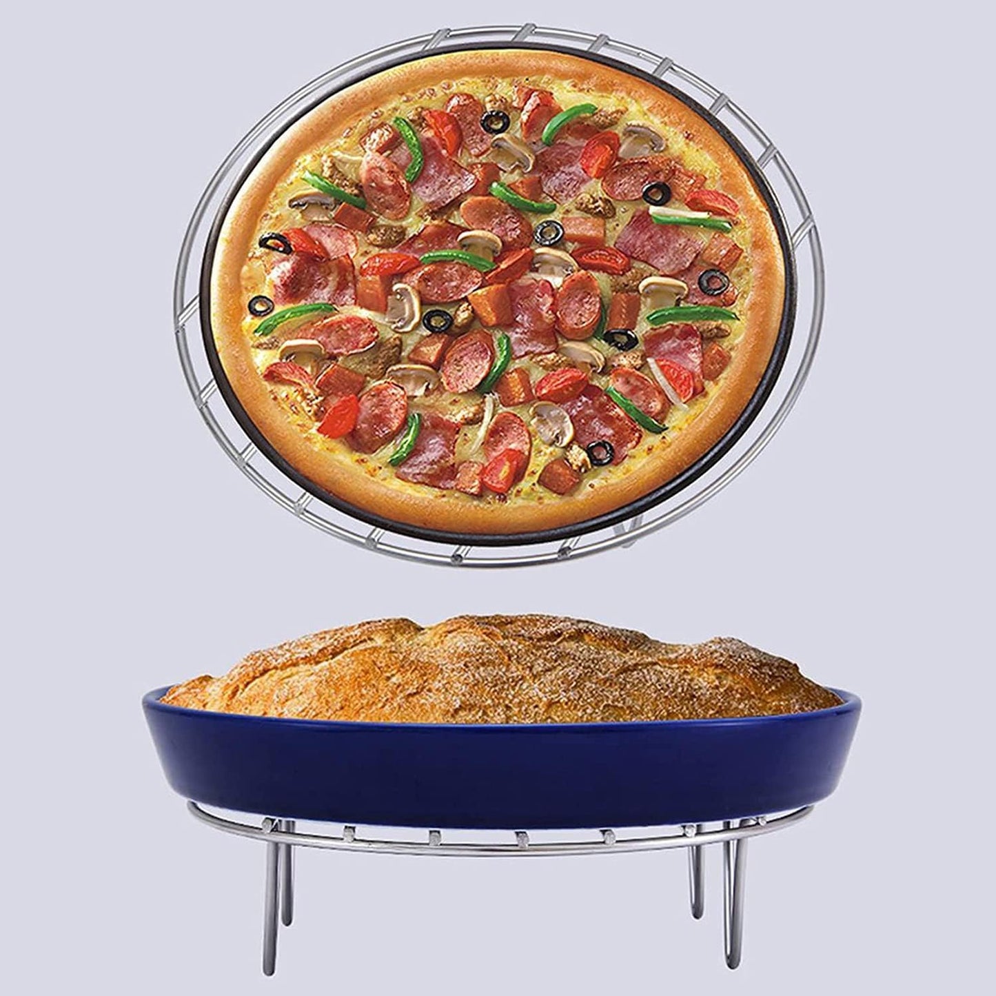 13.8" Round Cooking Rack Versatile Stainless Steel Grid Grill Steamer Rack, Fits Air Fryer Pot Pressure Cooker Canning