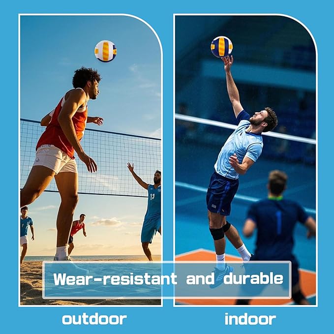 KUYOTQ Official Size 5 in&Outdoor Beach Volleyball,3MM Thickened Surface Soft Leather Youth Womens Mens Volleyball for Game Gym Training(Deflated)