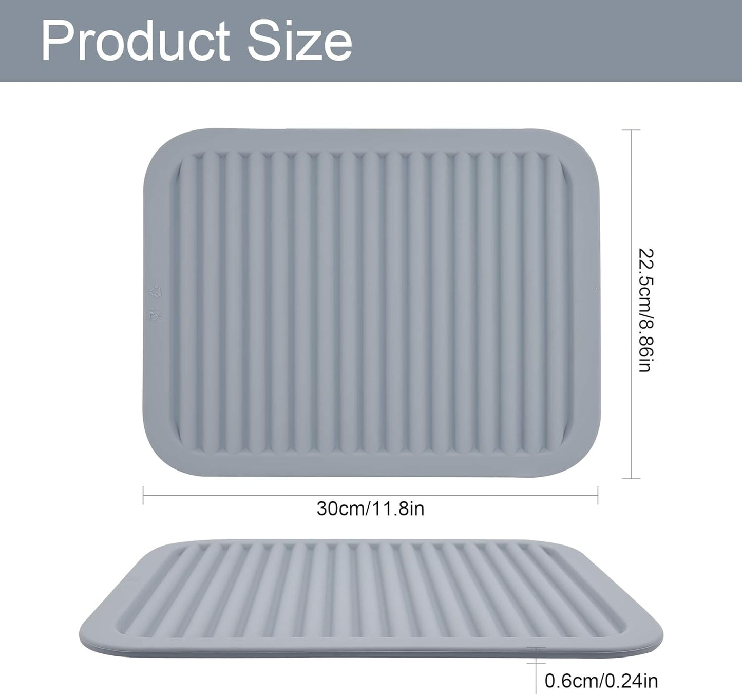 Silicone Trivets for Hot Dishes, Trivet Mat-Hot Pads for Kitchen-Versatile Trivet Mat for Hot Pots&Pans-Heat Resistant Mats for Counter&Table, Pot Holders Drying Mat (9x12) Pack 2 Light Grey