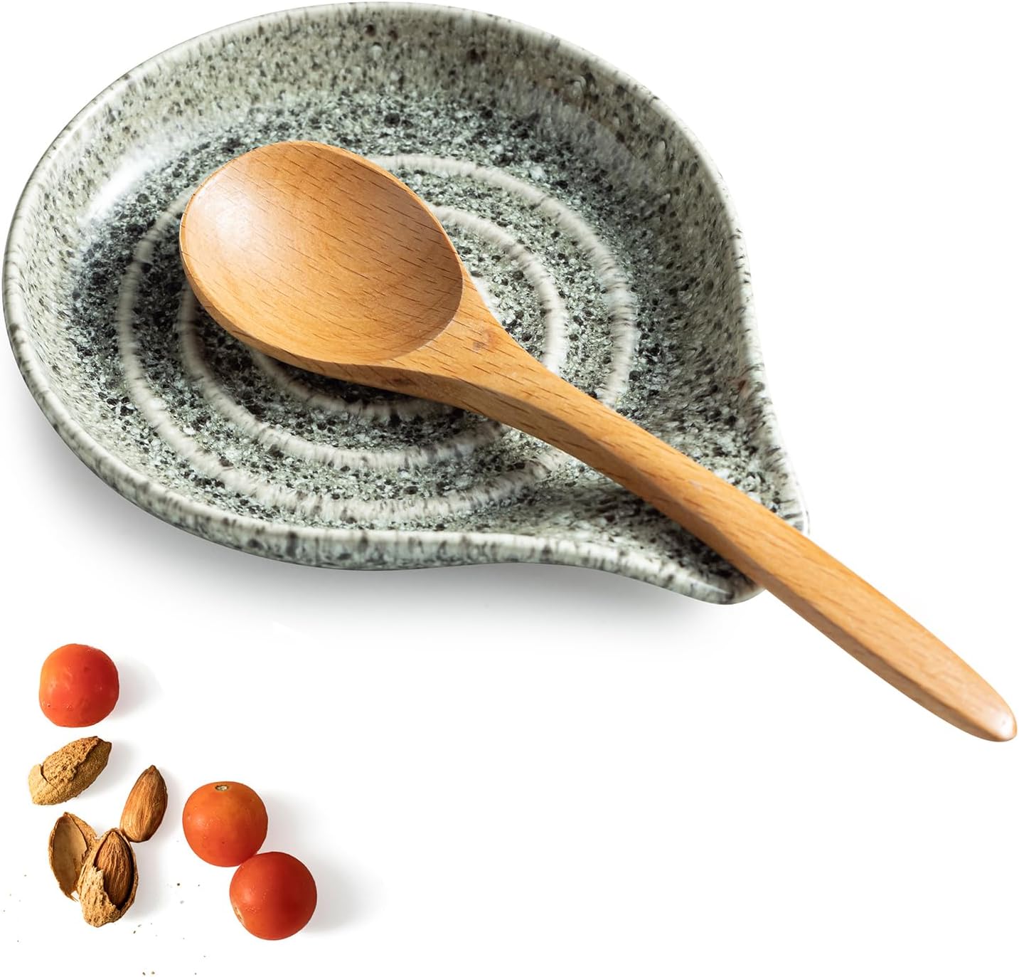 LAUCHUH Spoon Rest for Stove Top, 5 inch Ceramic Spoon Holder for Kitchen Countertop Large Spatula Holder for Ladle, Spoons or Tong, Farmhouse Decor, Special Gray
