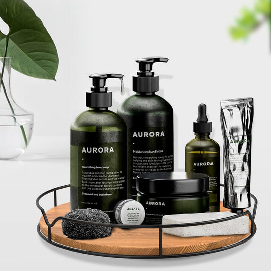 Lazy Susan Turntable Organizer for Cabinet Pantry Kitchen Countertop Refrigerator Cupboard, Pine Wood (Carbonized Black, 12“)