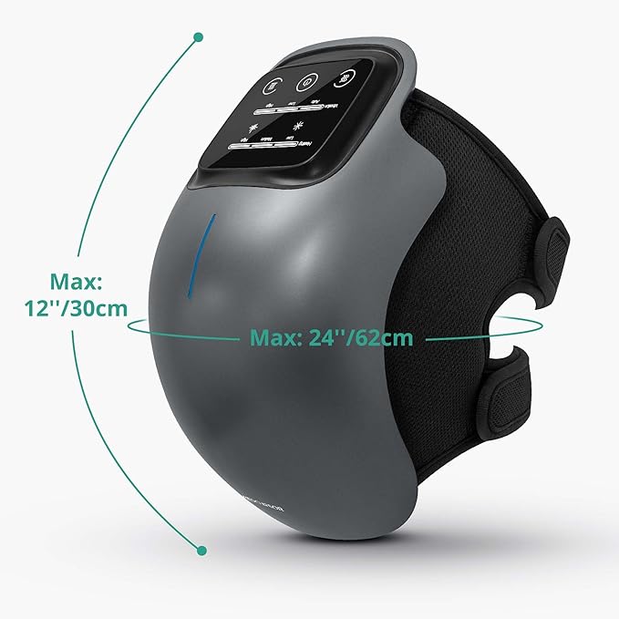Medcursor Knee Massager with Heat, Portable Massager with 3 Heating Levels and 3 Vibration Modes, Large LED Screen, Adjustable Straps and Timer