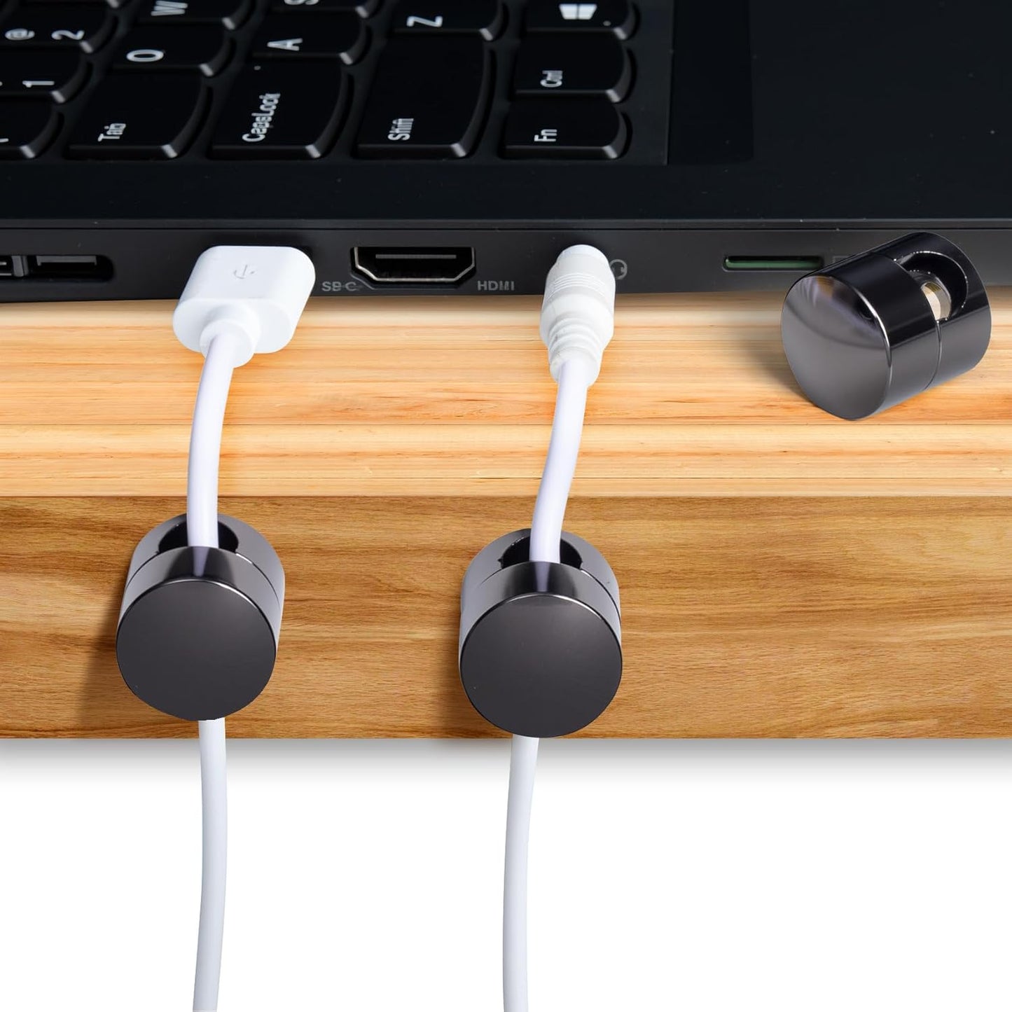 5 Sets Charger Holders for Cords, Black Adjustable Cable Anchor Holders, Adhesive Metal Cord Clips, Cable Management Wire Organizers for Desk, Office, Nightstand