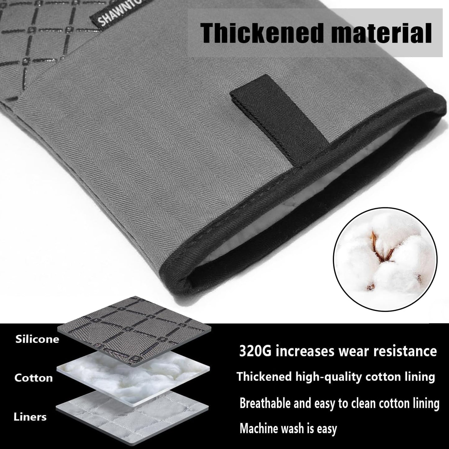 Oven Mitts and Pot Holders Sets 6pcs, Kitchen Oven Glove,High Heat Resistant 550 Degree Extra Long Oven Mitts and Potholders with Non-Slip Silicone Surface for Home Essentials (Grey) (Charcoal Grey)