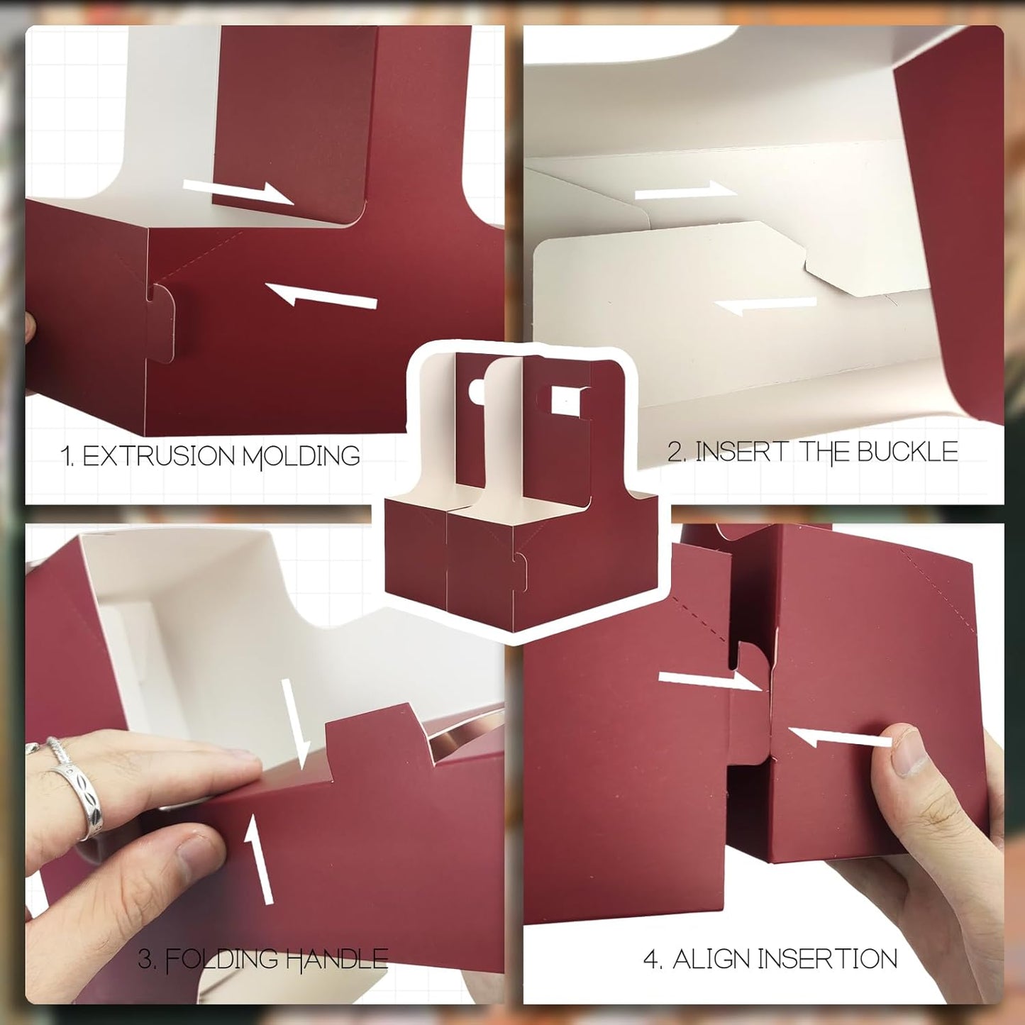 2 Cup Disposable Drink Carrier for Delivery with Handle,30 Count Red Paperboard Cup Holder,Cup Carriers for Hot or Cold Drinks,Coffee Carrier, Food Delivery,Take Out Cup Carriers (Wine Red, 30 PCs)