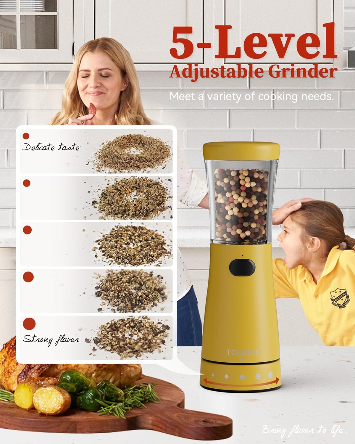 Electric Salt and Pepper Grinder Set with Storage Base, Stainless Steel Rechargeable Salt and Pepper Grinder Set with 4.5 oz Large Capacity, 1.8" Wide Mouth, Adjustable Coarseness, Ideal for Kitchen