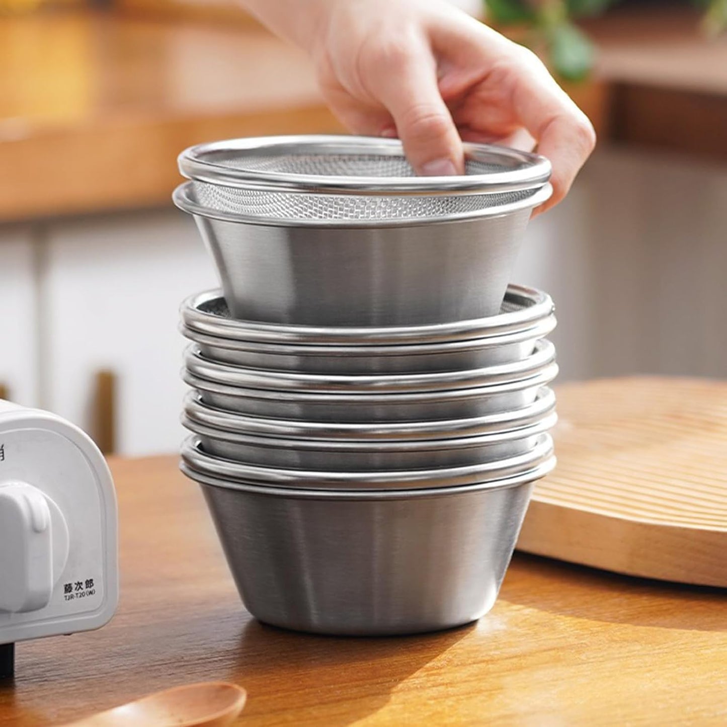 Berry Baskets, Mini Strainer with Bowl, Stainless Steel Can Colander Small Container for Berries, Strawberry, Grape, Cherry, Dishwasher Safe