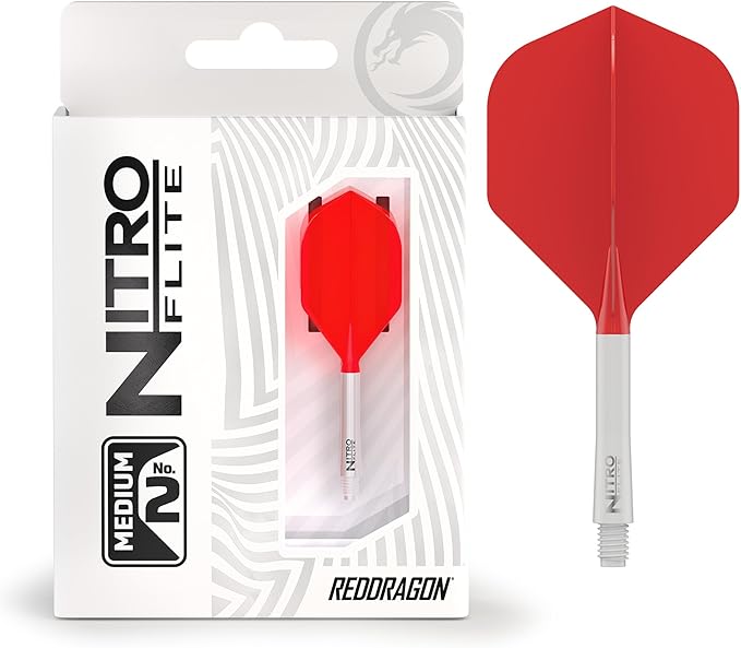 RED DRAGON Darts – Nitro Flite Integrated Flight & Shaft System – No.2 Shape and Design - Available in Short, Intermediate & Medium - Available in Variety of Colours - Professional Darts Accessories