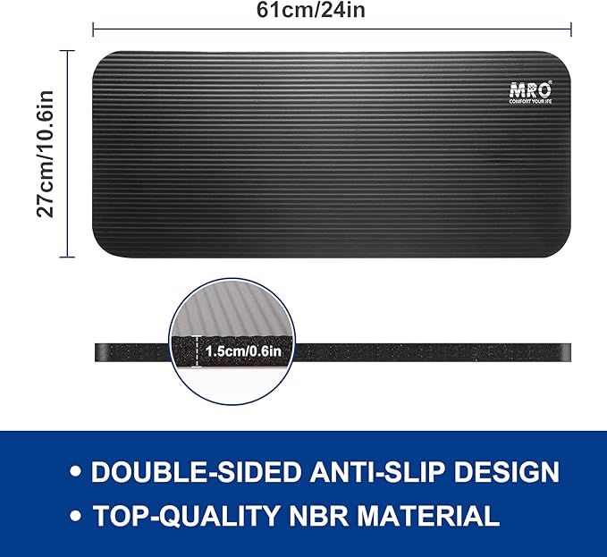 MRO Yoga Knee Pad Cushion –Premium Exercise Knee Pad - Eliminate Pain During Home Workout - Extra Padding & Support for Knees, Wrists, Elbows - Complements Your Yoga Mat 24''X10''X0.6''