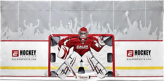 EALER Hockey Shooting Tarp 7x10 FT & 7/8x16 FT in 1 - Heavy Duty Goalie Target for Ice & Street Practice - Tear-Proof Built-in Shooter Tutor - Net Replacement for Garage Wall Protection