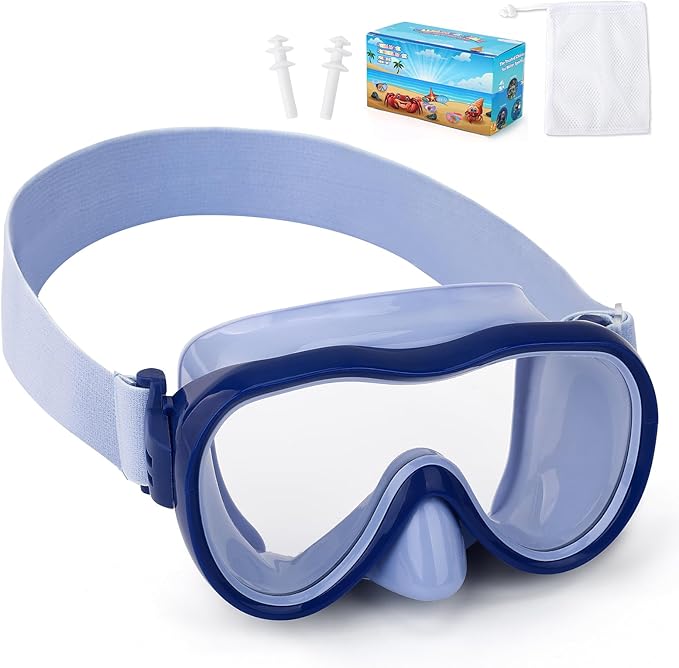 Kids Swim Goggles with Nose Cover, Anti-Leak Swim Mask with Elastic Fabric Strap, UV Protection Swimming Goggles for Kids