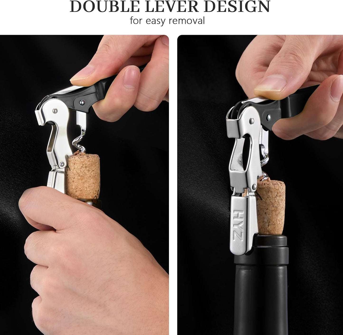 HYZ Wine Opener Bulk 20Pack for Bartender, Professional Waiter Corkscrew Wine Key for Servers,Wine Bottle Opener Double Hinged, Wine Accessories Set for Party Favor, Black