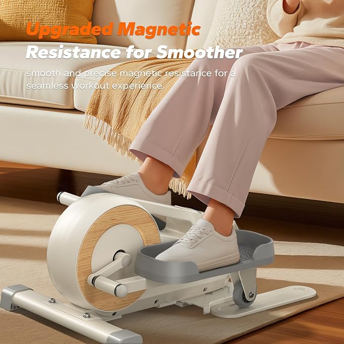 MERACH Sitting Under Desk Elliptical Machine, Leg Exerciser While Sitting for Seniors, Seated Pedal Exerciser, Quiet & Portable Pedal Exerciser with 8 Resistance Levels, Work from Home Fitness