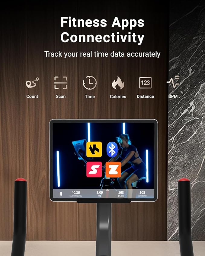 HARISON Semi-Commercial Exercise Bike 400 lbs Capacity, Magnetic Stationary Bikes for Home Gym with Bluetooth & Tablet Holder & Comfortable Seat Cushion