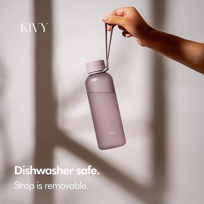 KIVY Lightweight Tritan Water Bottle 22oz [Leakproof & Shatterproof] Slim 22 oz Water Bottle screw top - Reusable water bottle no straw - Cute water bottle slim - Aesthetic water bottles