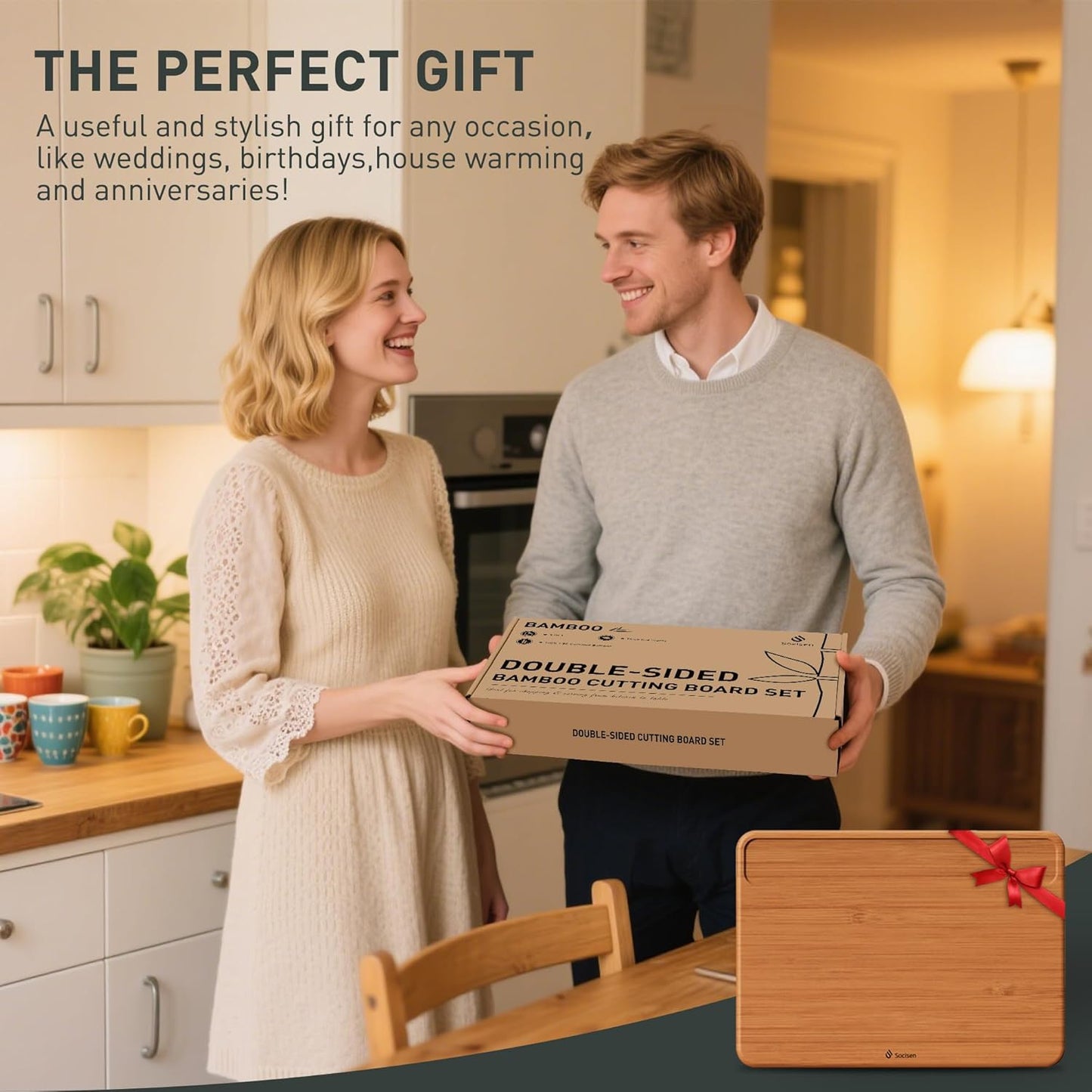 Extra Large Bamboo Cutting Board Over Sink Butcher Block Chopping Board Wooden Cutting Boards Solid Thick Juice Groove Big Xl XXl xlarge Kitchen Counter Organic Meat BBQ Kit(19.5" x 14" x 0.8")