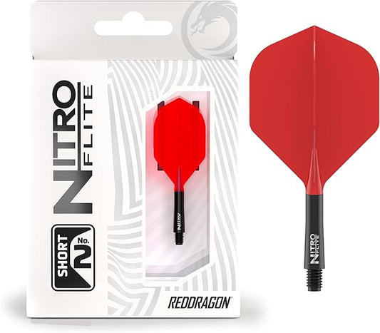 RED DRAGON Darts – Nitro Flite Integrated Flight & Shaft System – No.2 Shape and Design - Available in Short, Intermediate & Medium - Available in Variety of Colours - Professional Darts Accessories